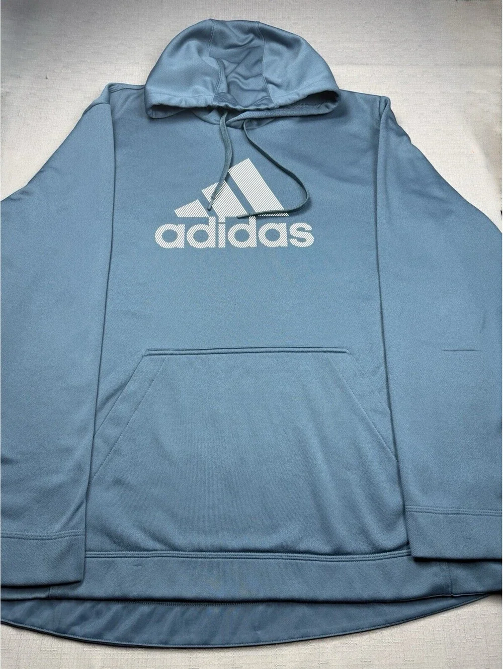 Adidas AEROREADY Mens XL Blue Hooded Sweatshirt Pullover Logo Activewear